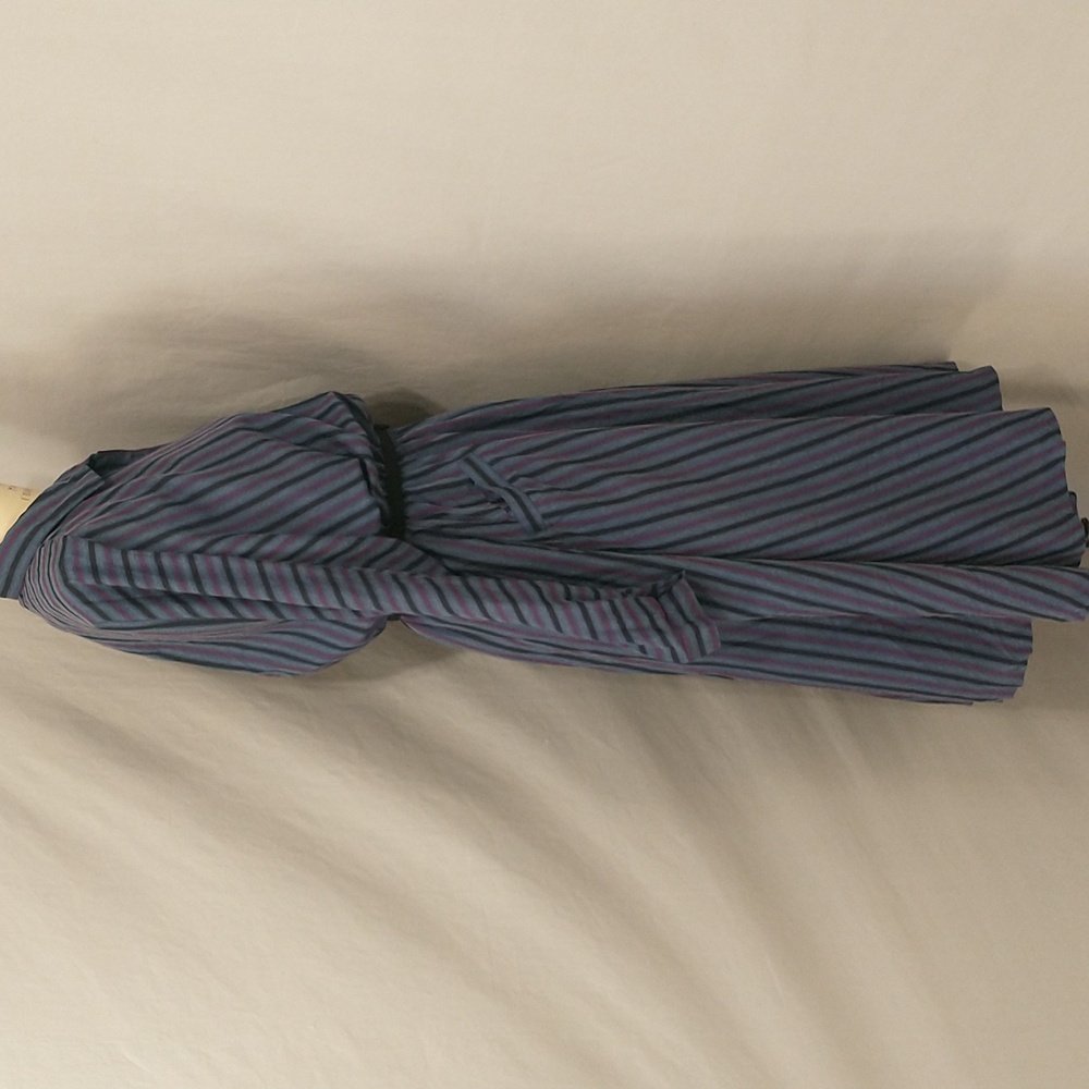 Striped Shirt Dress 90s Vintage Pockets Lightweight Fabric Dark Colorful Stripe - Picture 4 of 10